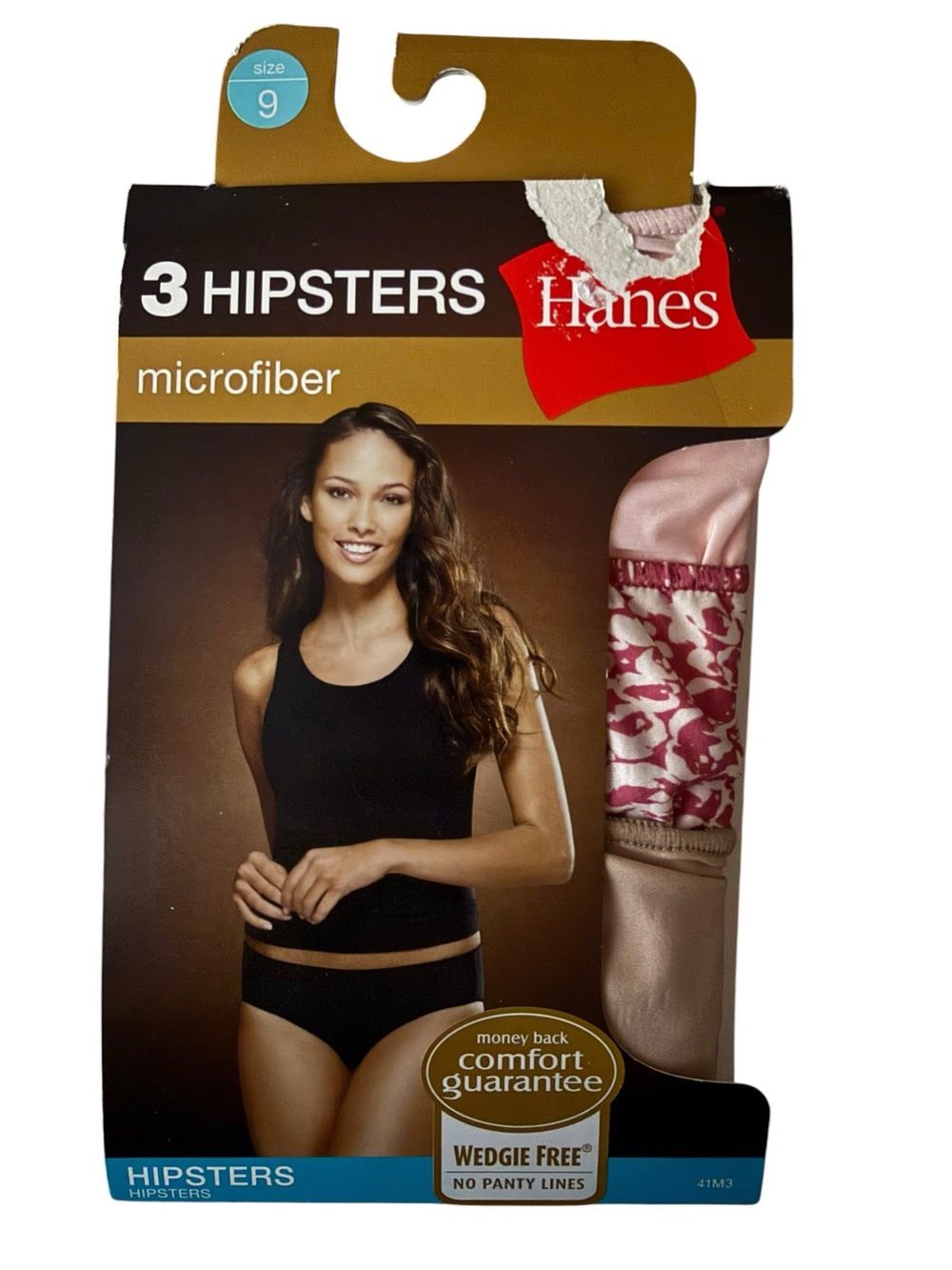 Hanes Microfiber Hipster 3 Pack Panties Size 9 Pink Tan Print Vintage #41M3WP